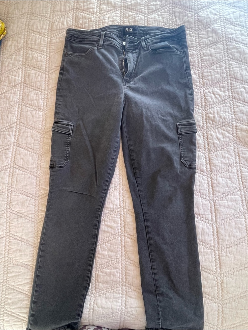 PAIGE Black Hoxton Ankle Skinny Cargo Jeans